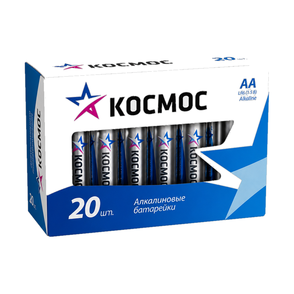 Пальчиковая батарейка LR6 20шт КОСМОС KOCLR620BOX