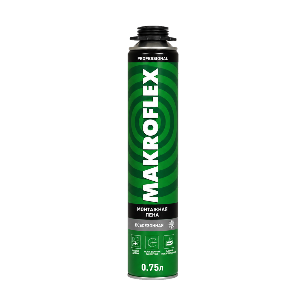 Пена монтажная «Макрофлекс» 0.75л. профессиональная без трубки