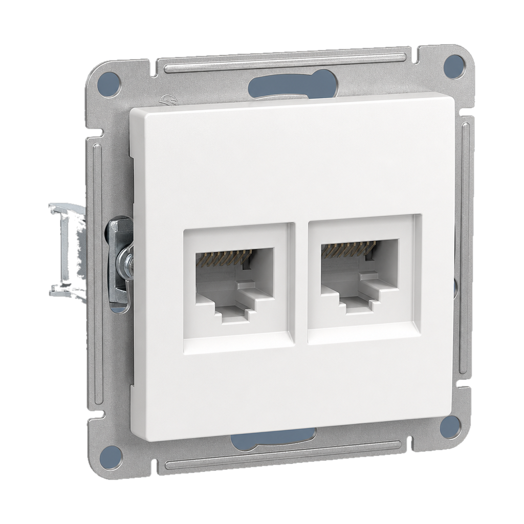 Розетка компьютерная Systeme Electric AtlasDesign встраиваемая белая 2хRJ45 (ATN000185)